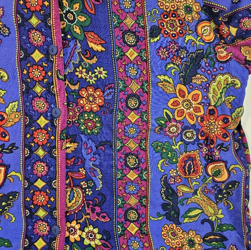 Vintage Express Compagnie Internationale Floral Print Button Up Shirt Sz Medium - Picture 9 of 16